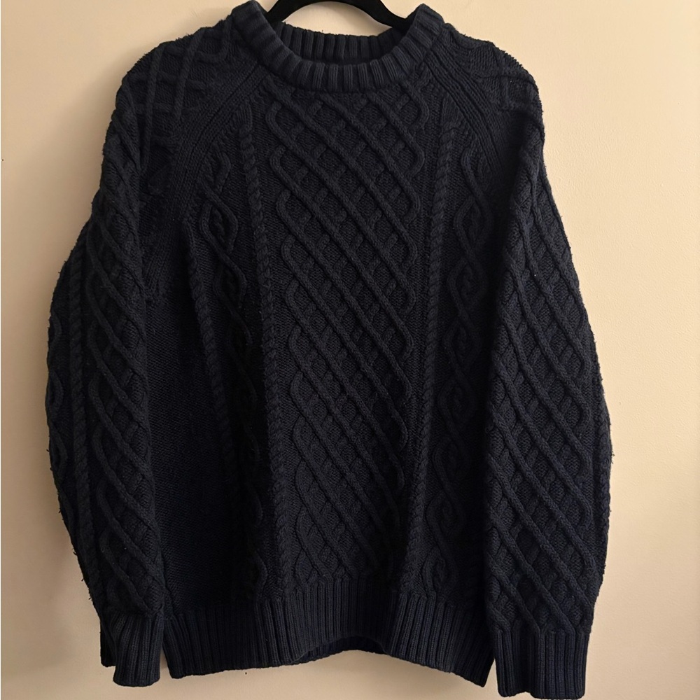 Indigo Men's Navy Cable Knit Crewneck Sweater